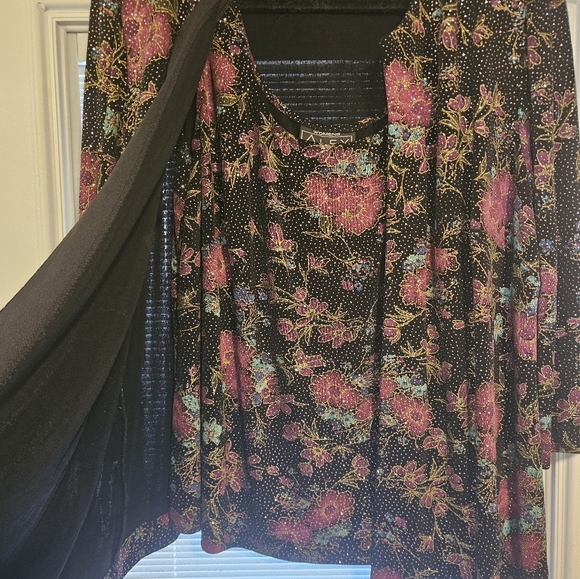 Plus Alex Evenings vintage swing jacket w/ match tank, shoulder pads 80s vibes - Picture 2 of 7